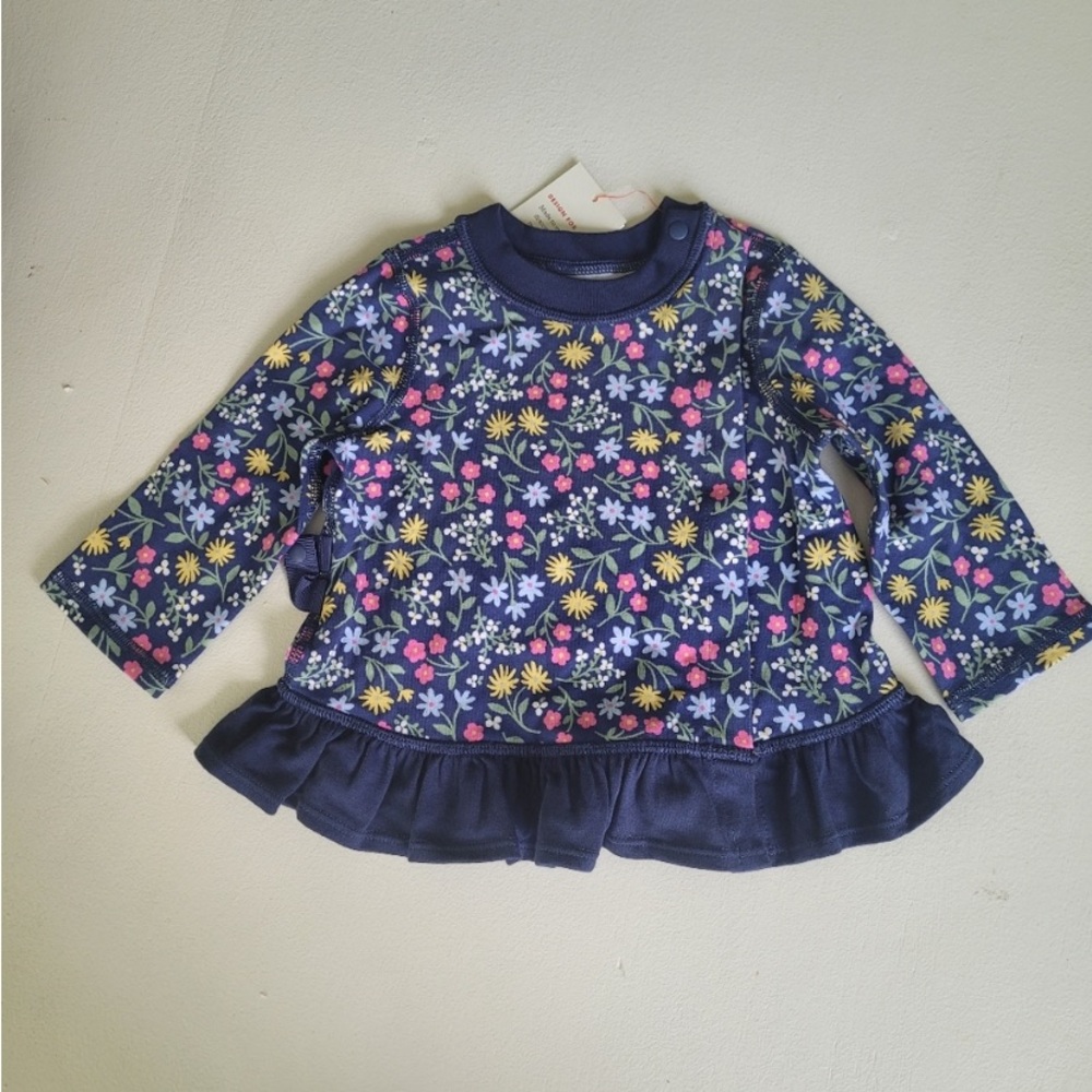NEW! Cat & Jack Baby Floral Adaptive Ruffle Long Sleeve Snap Top. Soft